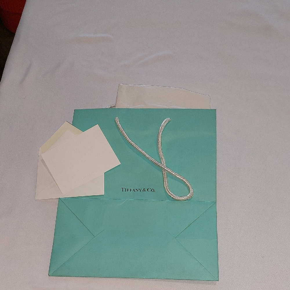 Tiffany & Co. Aqua Blue Bag with CreamTiffany Card And Envelope